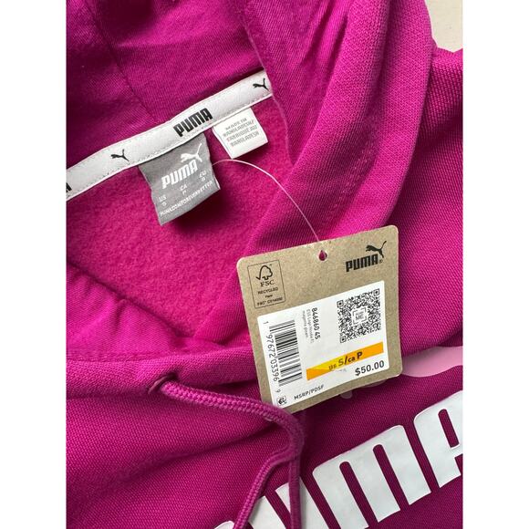 Puma Women's Essential+ Logo Fleece Hoodie NWT PINK SIZE S - Picture 5 of 9